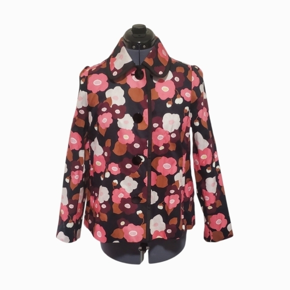 kate spade Jackets & Blazers - Kate Spade Size 4 Black Pink Floral Blooming Jacket Blazer Swing Fit